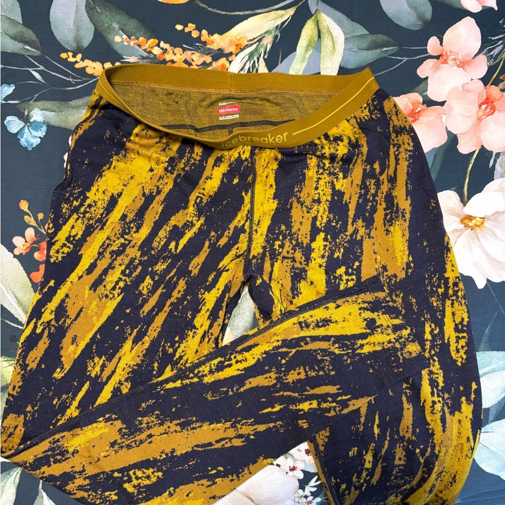 Icebreaker Mustard and Navy Leggings 250